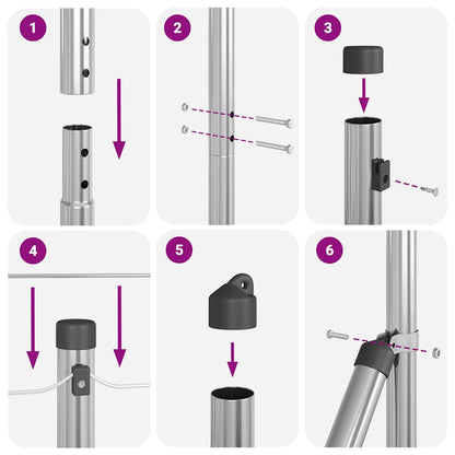 Palo della recinzione 7 pcs Argento Acciaio