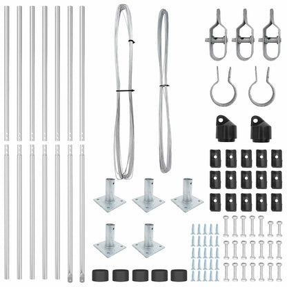 Palo per recinzione con base in cemento 7 pz Argento | homemem39