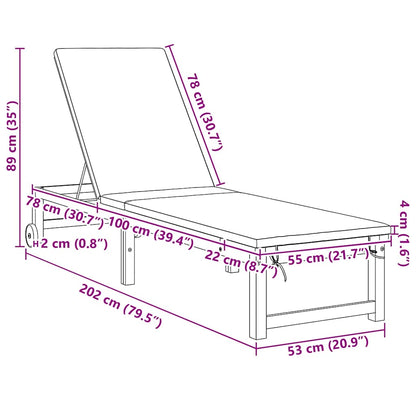 Lettino da sole con cuscino 2 pcs Marrone 53 x 202 x 89cm