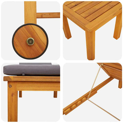 Lettino da sole 3 pcs Marrone Legno di Acacia Massello | homemem39