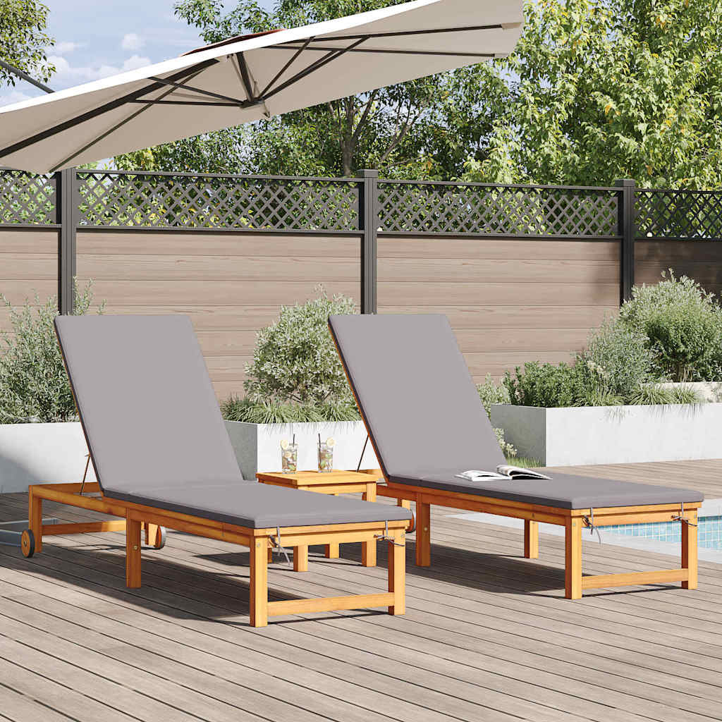 Lettino da sole 3 pcs Marrone Legno di Acacia Massello | homemem39