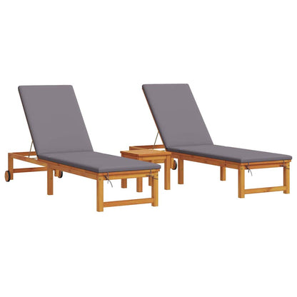 Lettino da sole 3 pcs Marrone Legno di Acacia Massello | homemem39