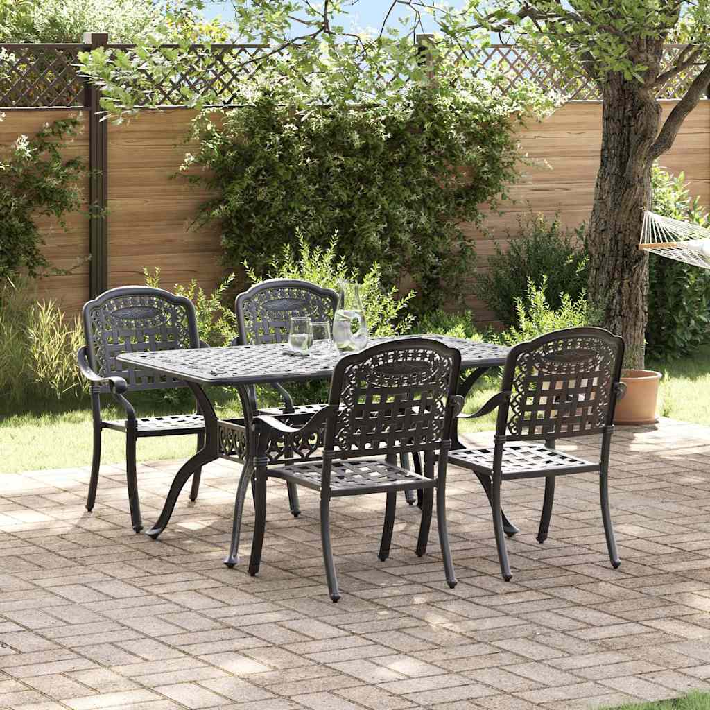 Set da Pranzo per Giardino 5 pcs Nero Alluminio