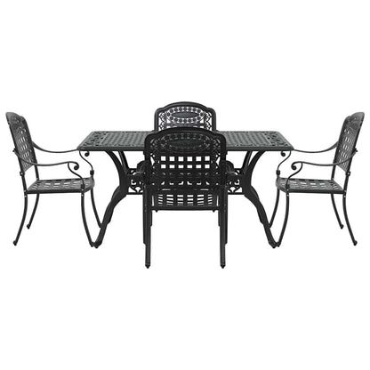 Set da Pranzo per Giardino 5 pcs Nero Alluminio