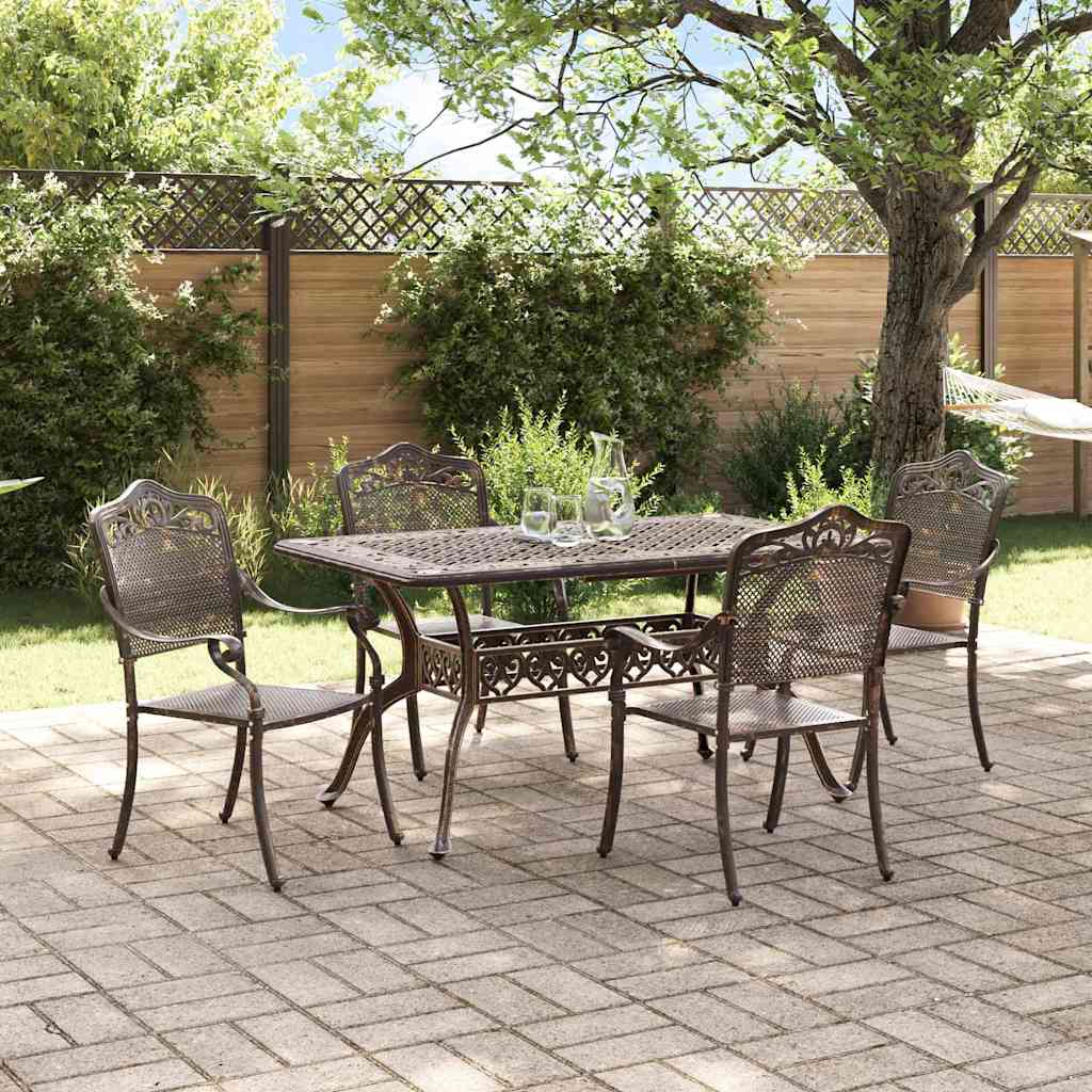 Set da Pranzo per Giardino 5 pcs Bronzo Alluminio | homemem39