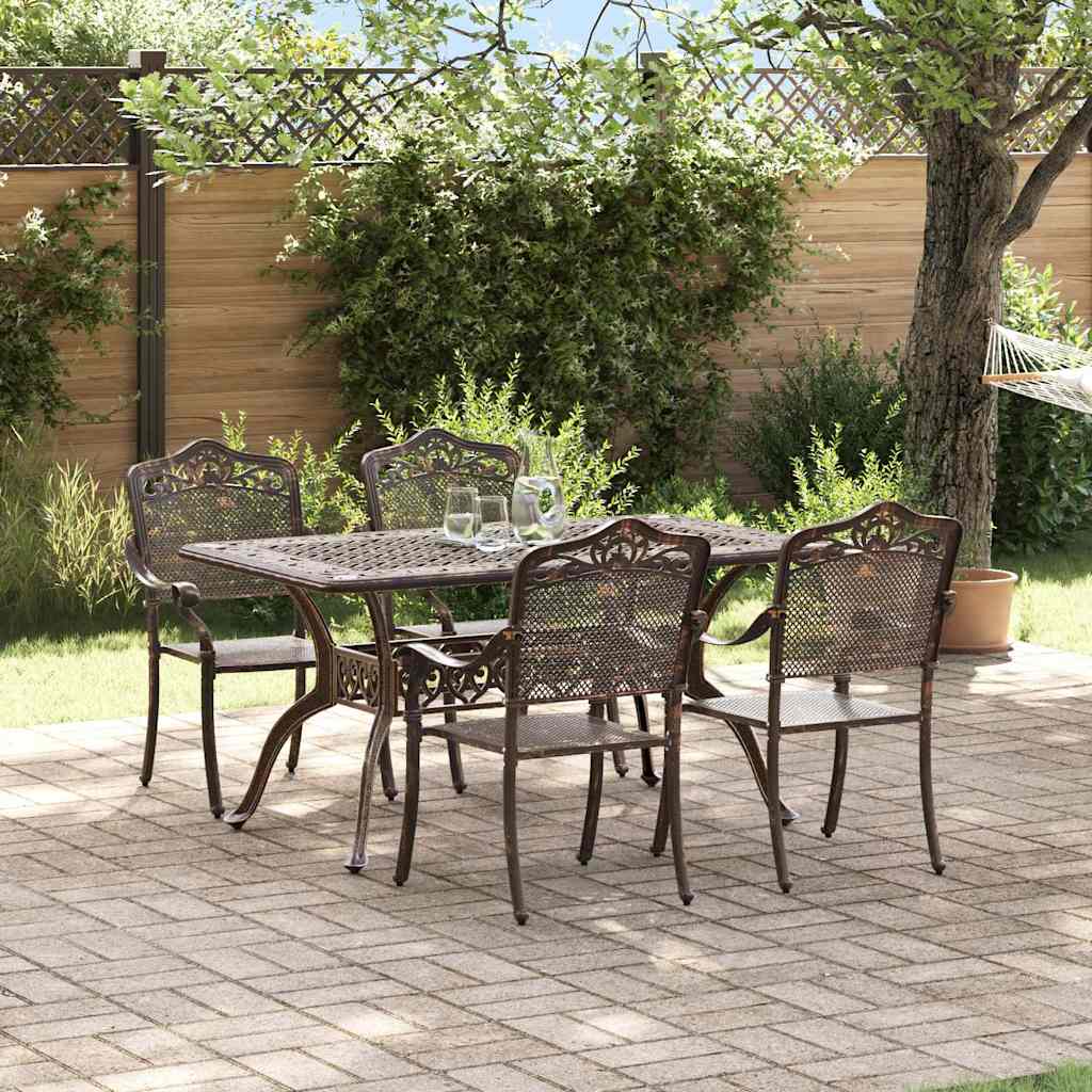 Set da Pranzo per Giardino 5 pcs Bronzo Alluminio | homemem39