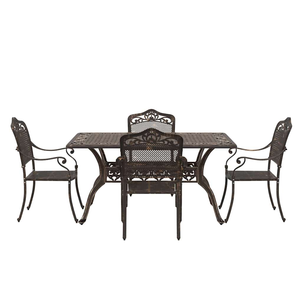 Set da Pranzo per Giardino 5 pcs Bronzo Alluminio | homemem39