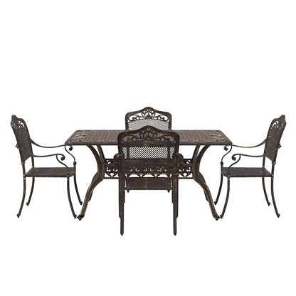 Set da Pranzo per Giardino 5 pcs Bronzo Alluminio | homemem39