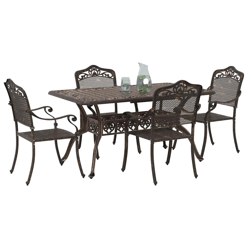 Set da Pranzo per Giardino 5 pcs Bronzo Alluminio | homemem39