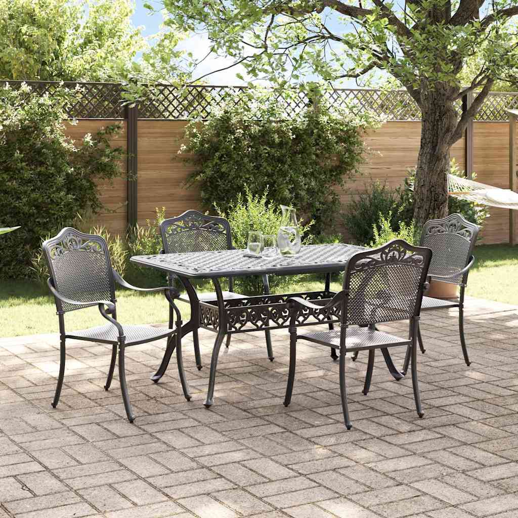 Set da Pranzo per Giardino 5 pcs Nero Alluminio