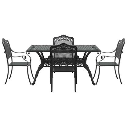 Set da Pranzo per Giardino 5 pcs Nero Alluminio | homemem39