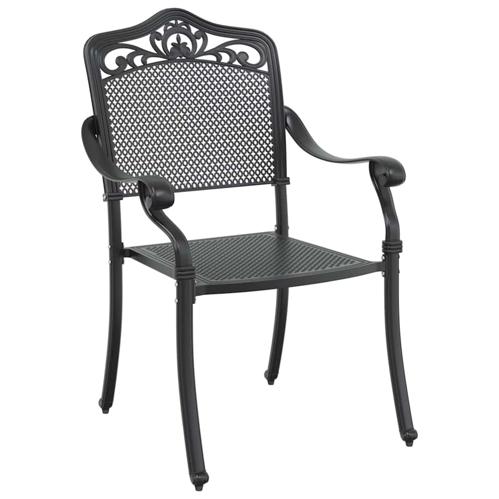 Set da Pranzo per Giardino 7 pcs Nero Alluminio