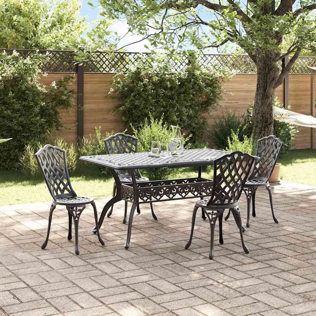 Set da Pranzo per Giardino 5 pcs Nero Alluminio
