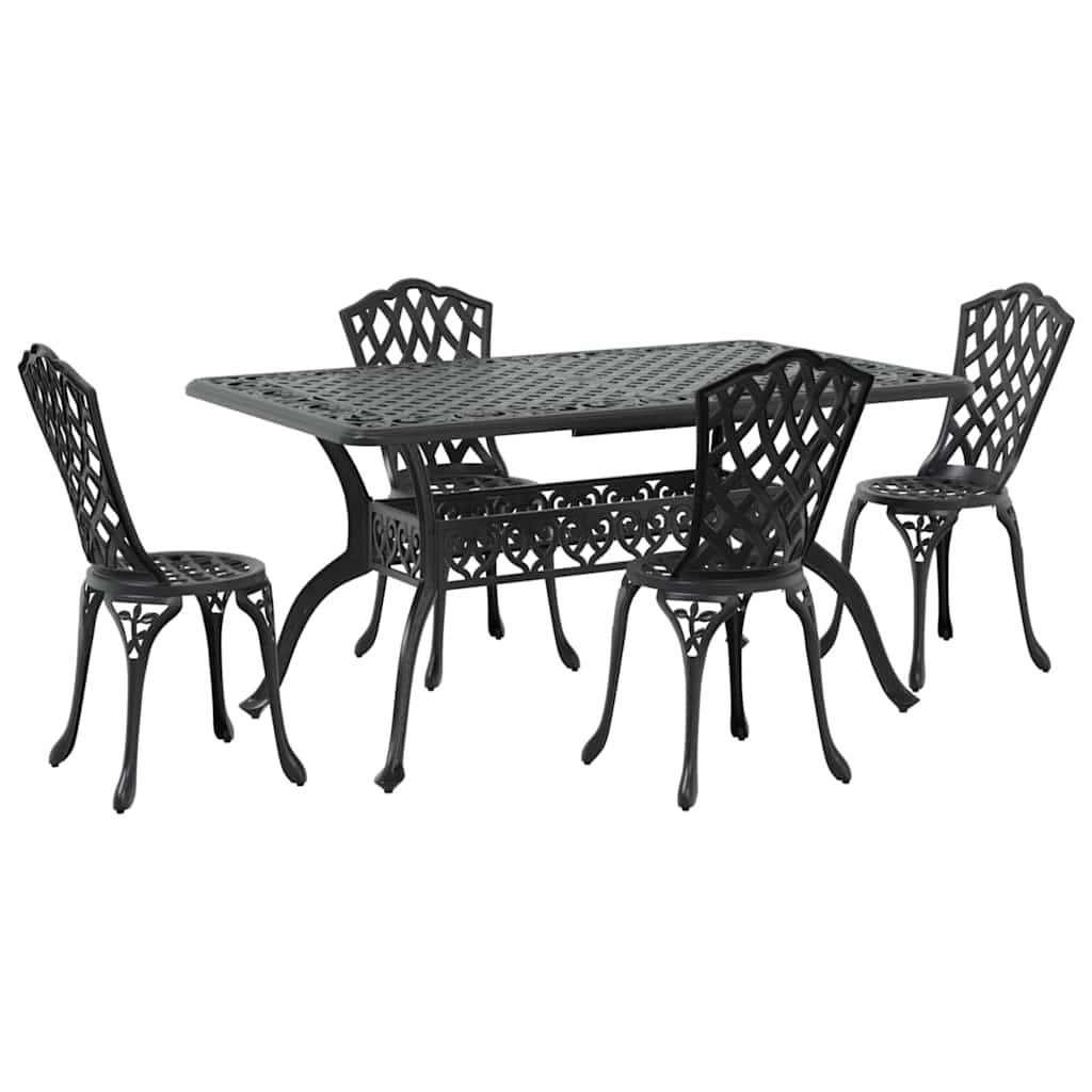 Set da Pranzo per Giardino 5 pcs Nero Alluminio | homemem39