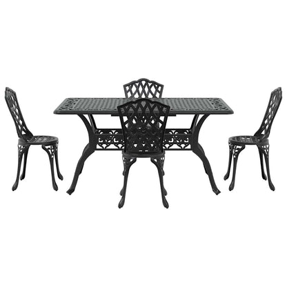 Set da Pranzo per Giardino 5 pcs Nero Alluminio | homemem39