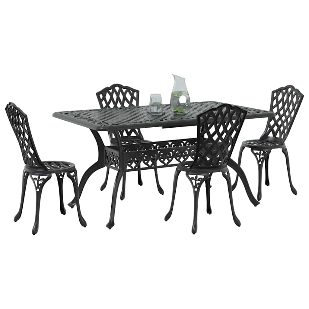 Set da Pranzo per Giardino 5 pcs Nero Alluminio | homemem39