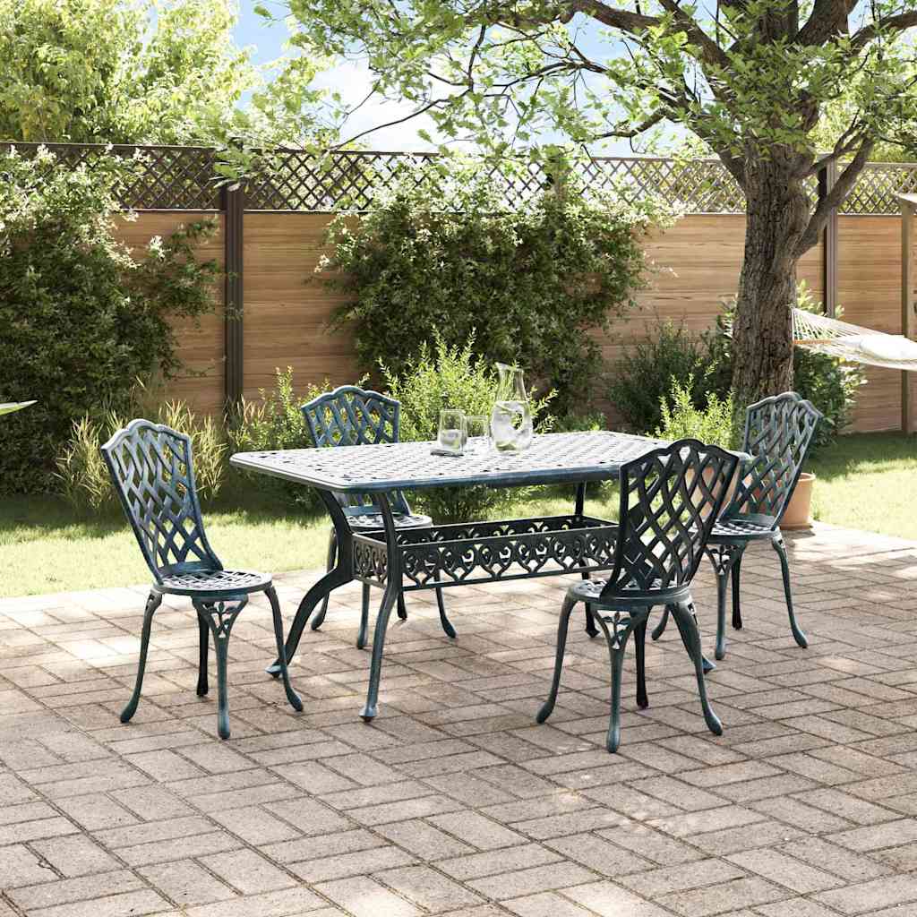Set da Pranzo per Giardino 5 pcs Verde Alluminio | homemem39
