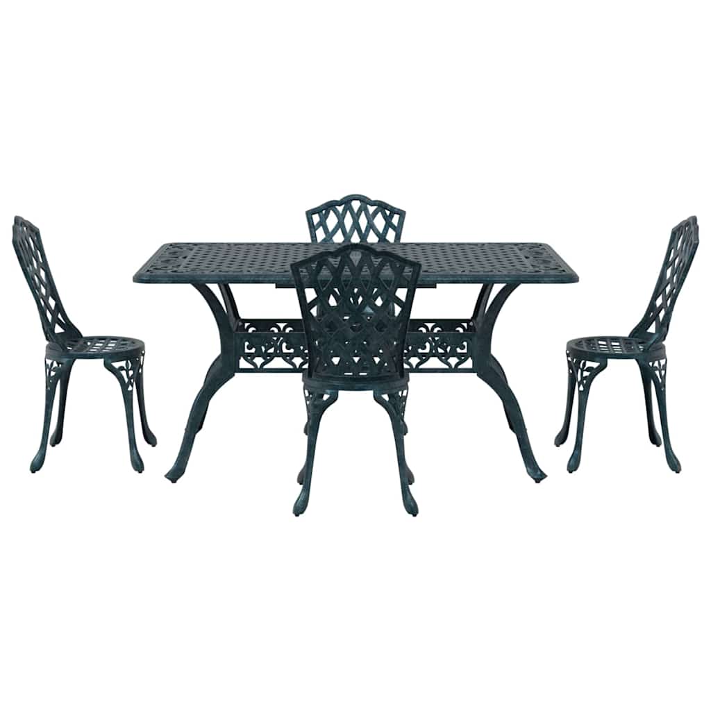 Set da Pranzo per Giardino 5 pcs Verde Alluminio | homemem39