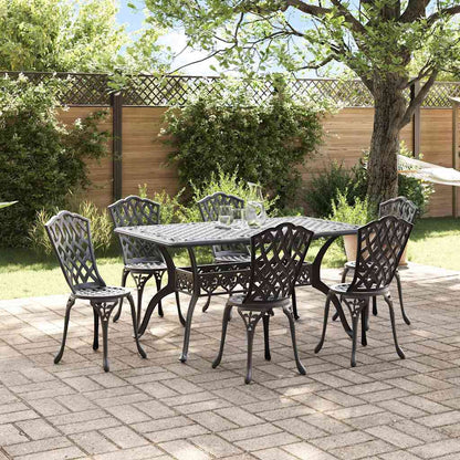 Set da Pranzo per Giardino 7 pcs Nero Alluminio | homemem39