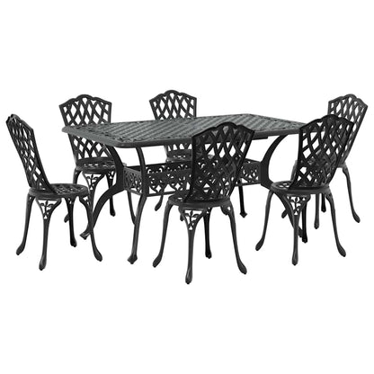 Set da Pranzo per Giardino 7 pcs Nero Alluminio | homemem39