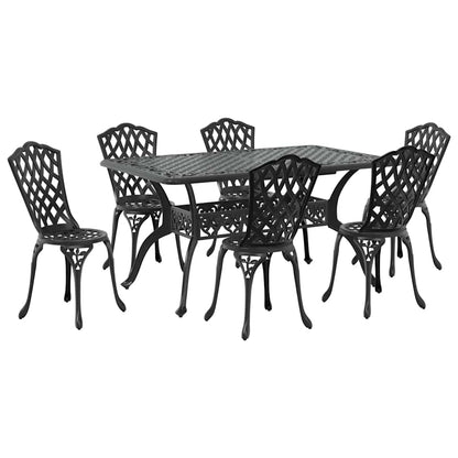 Set da Pranzo per Giardino 7 pcs Nero Alluminio | homemem39