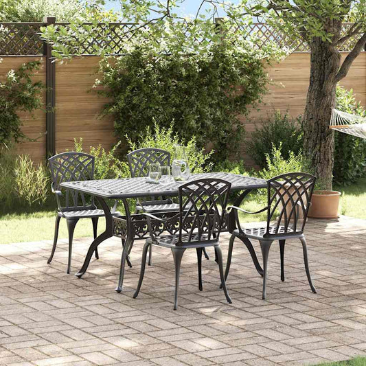 Set da Pranzo per Giardino 5 pcs Nero Alluminio | homemem39