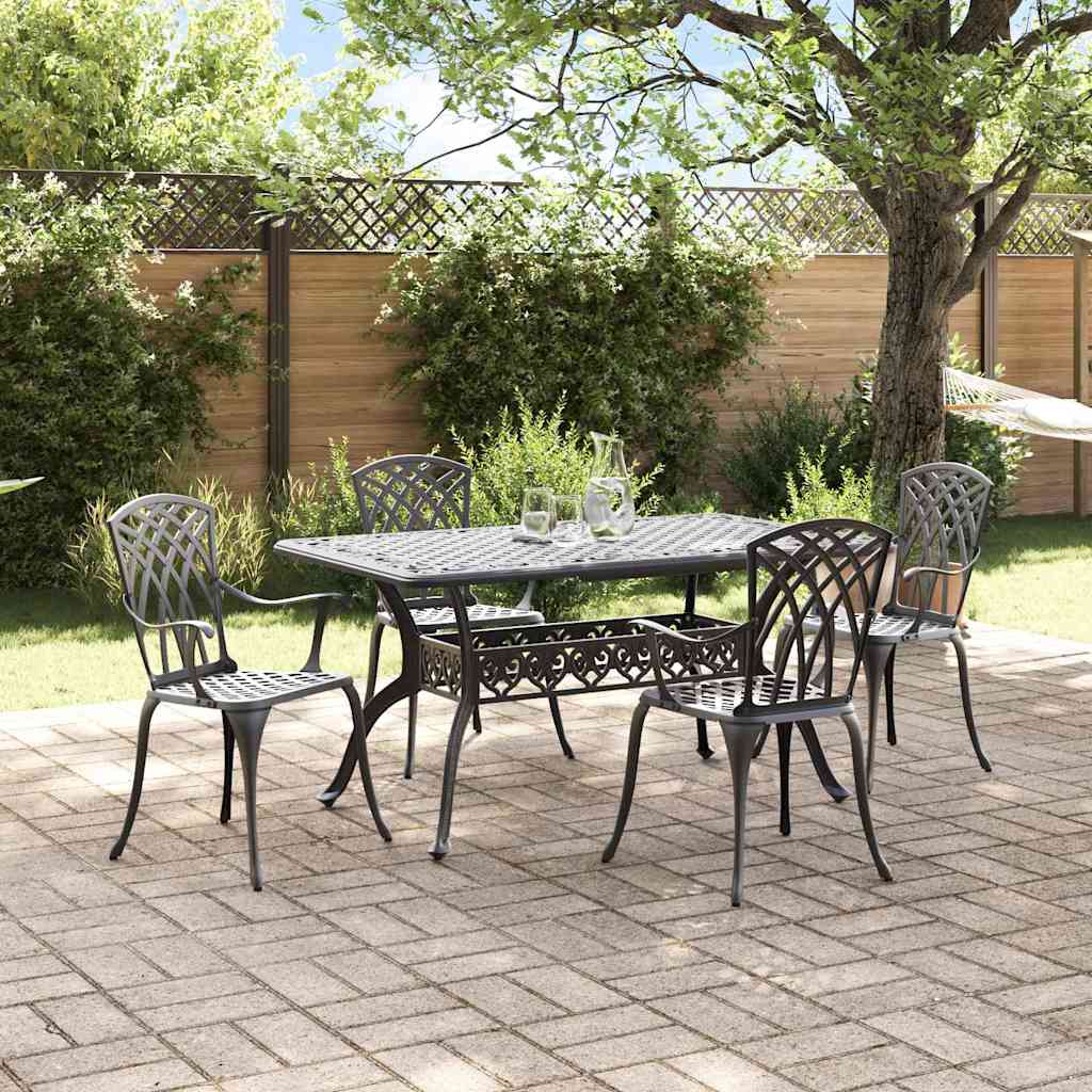 Set da Pranzo per Giardino 5 pcs Nero Alluminio | homemem39