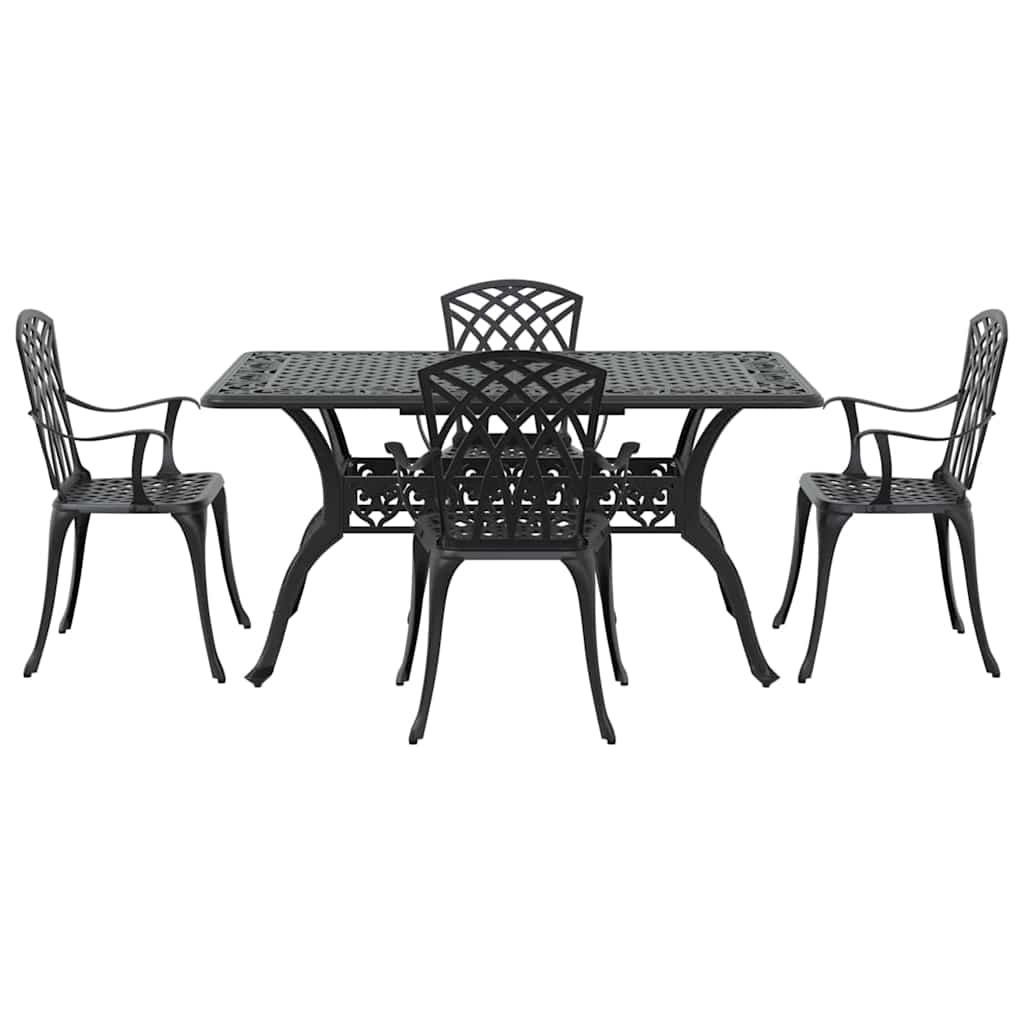 Set da Pranzo per Giardino 5 pcs Nero Alluminio | homemem39