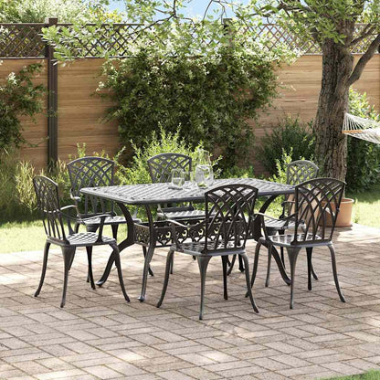 Set da Pranzo per Giardino 7 pcs Nero Alluminio