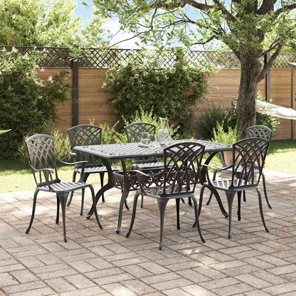 Set da Pranzo per Giardino 7 pcs Nero Alluminio | homemem39