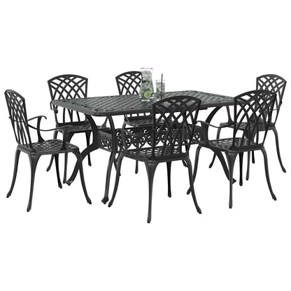 Set da Pranzo per Giardino 7 pcs Nero Alluminio