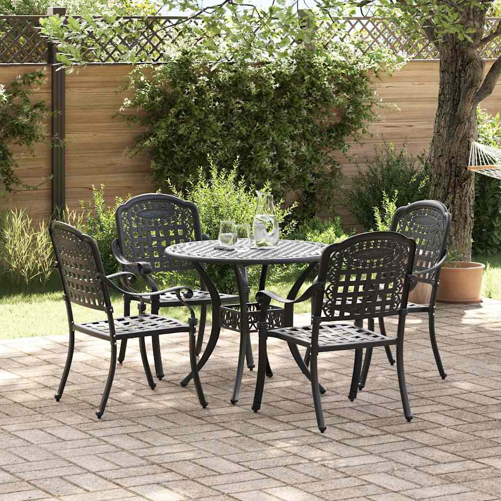 Set da Pranzo per Giardino 5 pcs Nero Alluminio | homemem39