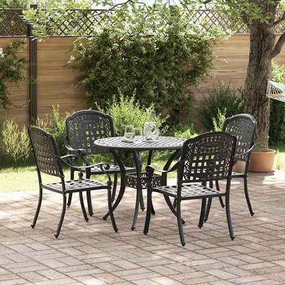 Set da Pranzo per Giardino 5 pcs Nero Alluminio | homemem39
