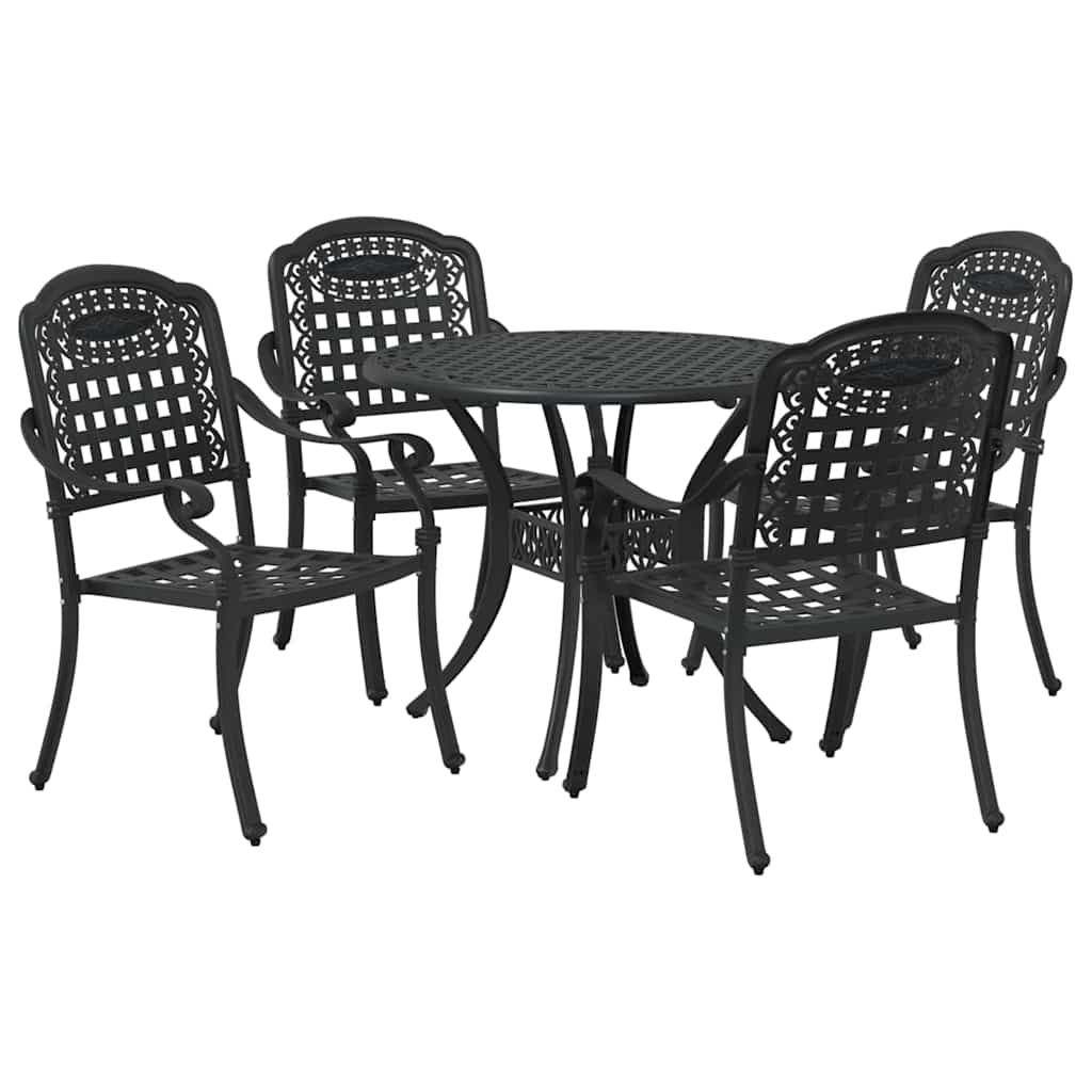 Set da Pranzo per Giardino 5 pcs Nero Alluminio | homemem39