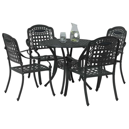 Set da Pranzo per Giardino 5 pcs Nero Alluminio | homemem39