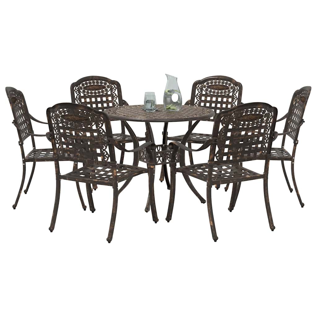 Set da Pranzo per Giardino 7 pcs Bronzo Alluminio | homemem39