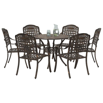 Set da Pranzo per Giardino 7 pcs Bronzo Alluminio | homemem39