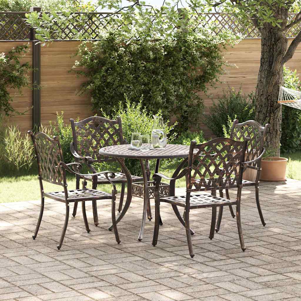 Set da Pranzo per Giardino 5 pcs Bronzo Alluminio | homemem39