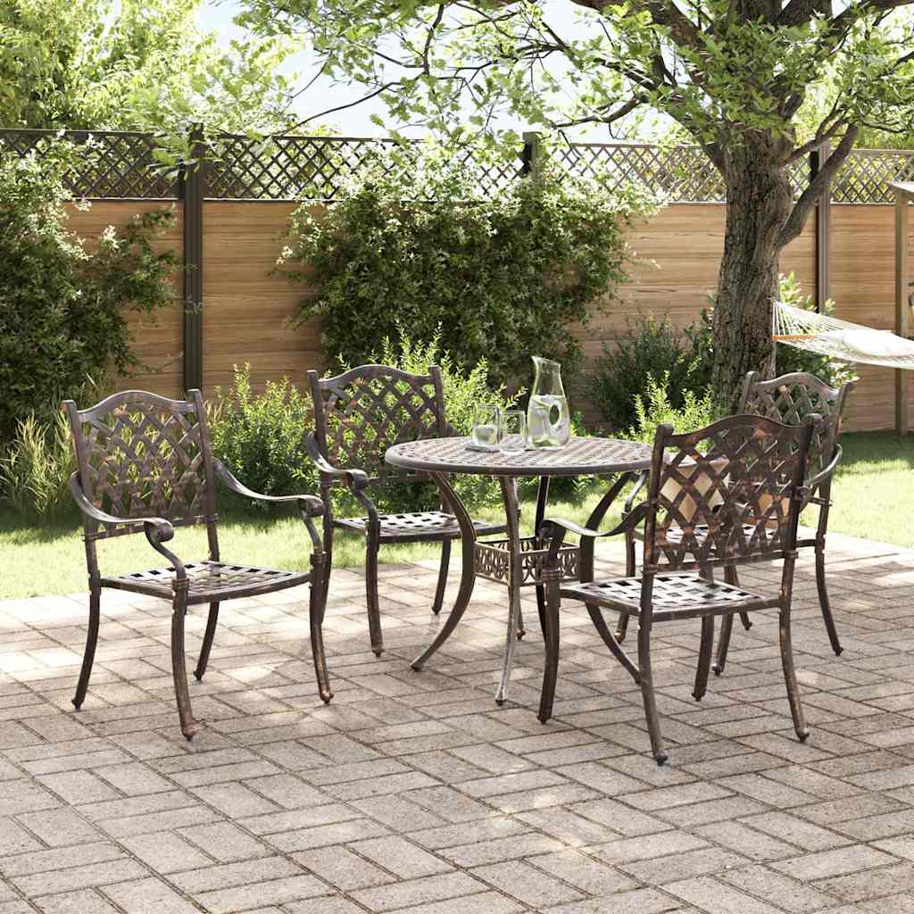 Set da Pranzo per Giardino 5 pcs Bronzo Alluminio | homemem39