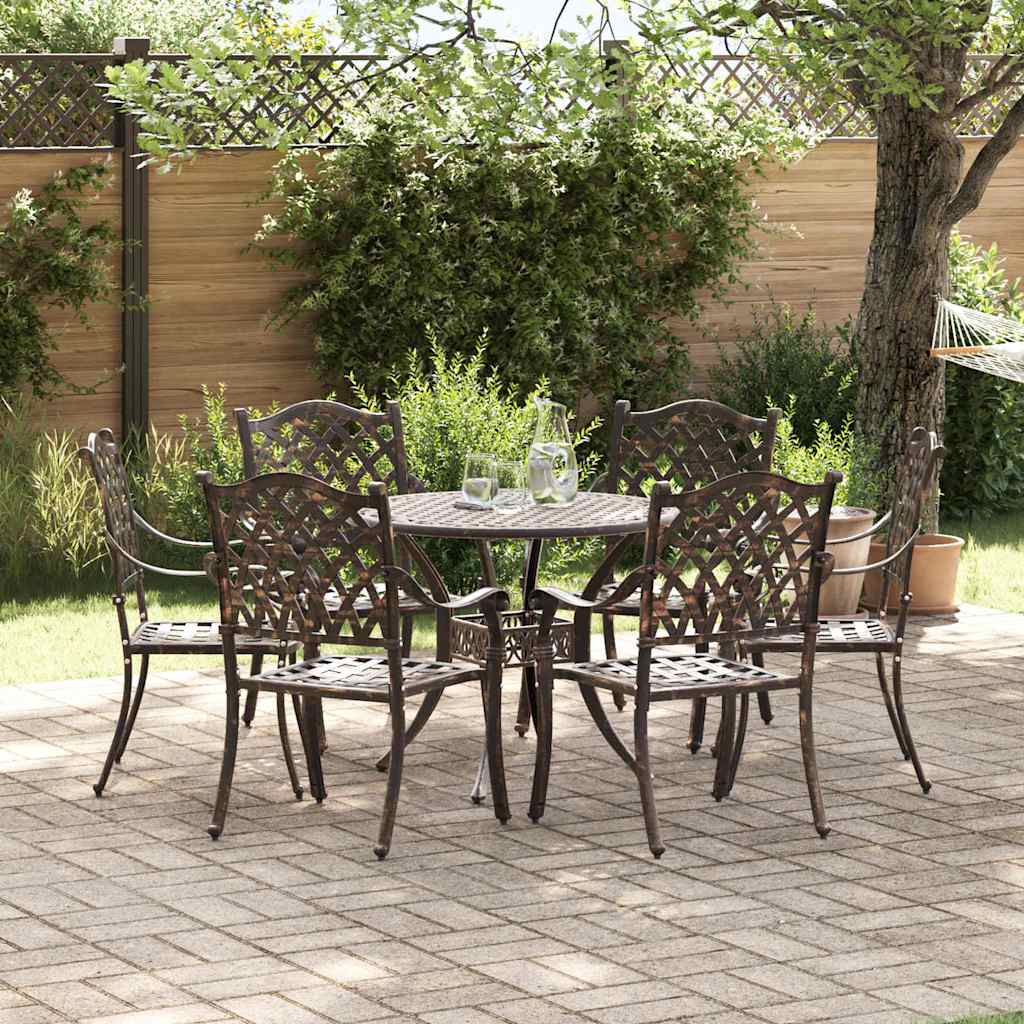 Set da Pranzo per Giardino 7 pcs Bronzo Alluminio