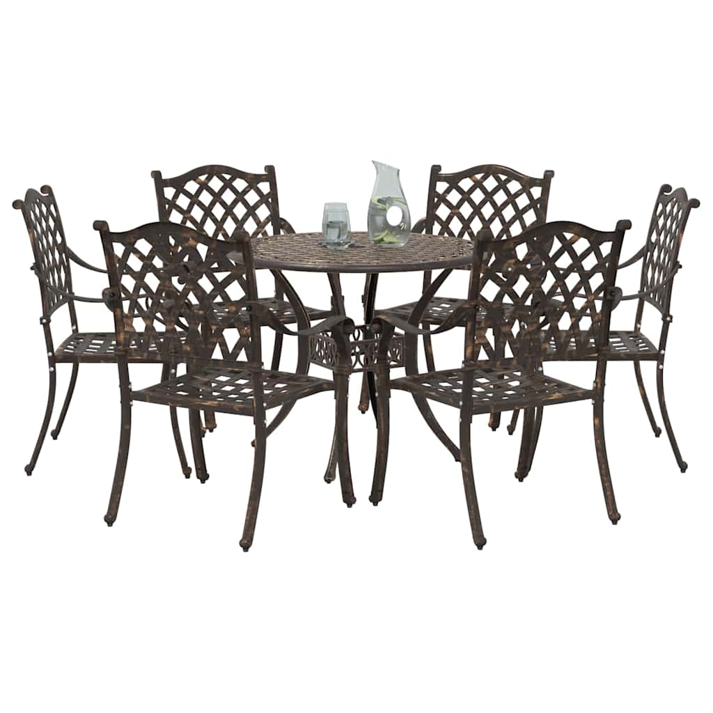 Set da Pranzo per Giardino 7 pcs Bronzo Alluminio | homemem39