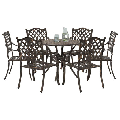Set da Pranzo per Giardino 7 pcs Bronzo Alluminio | homemem39