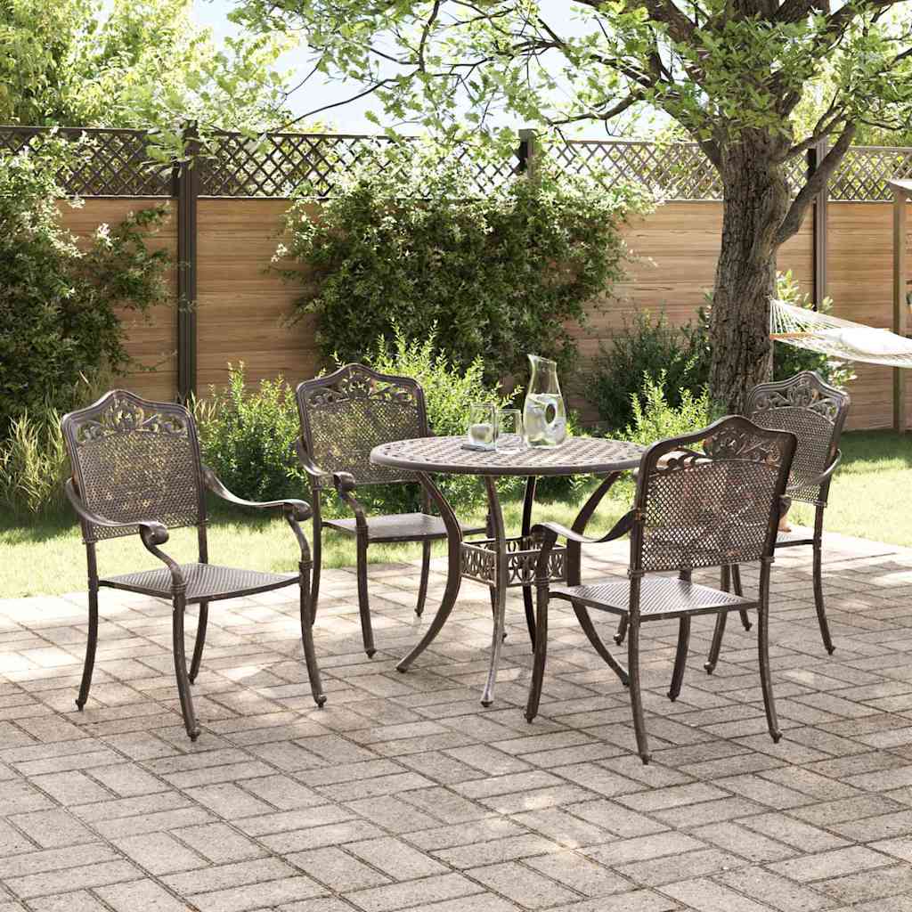 Set da Pranzo per Giardino 5 pcs Bronzo Alluminio | homemem39