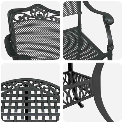 Set da Pranzo per Giardino 5 pcs Nero Alluminio