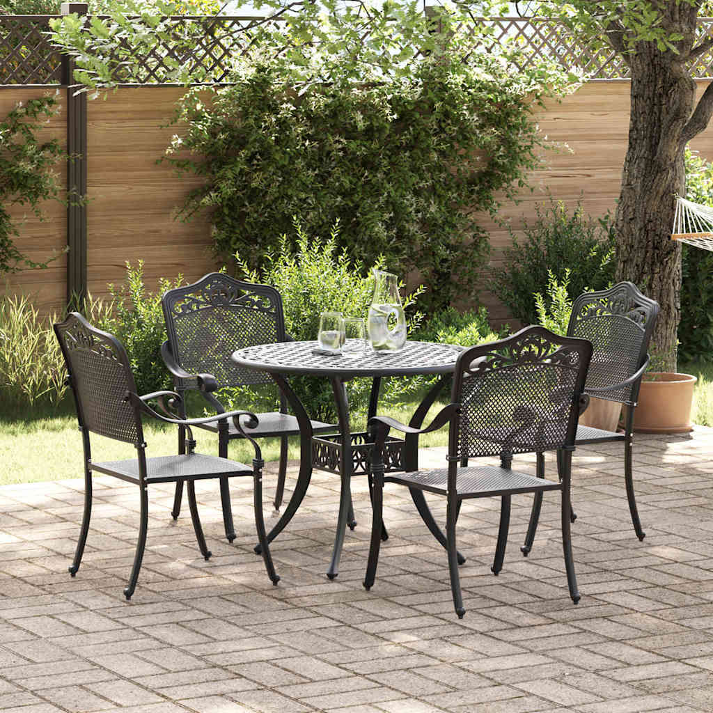 Set da Pranzo per Giardino 5 pcs Nero Alluminio | homemem39