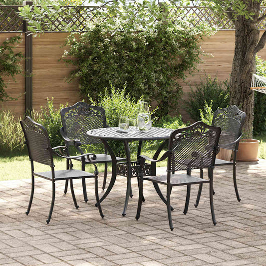 Set da Pranzo per Giardino 5 pcs Nero Alluminio | homemem39