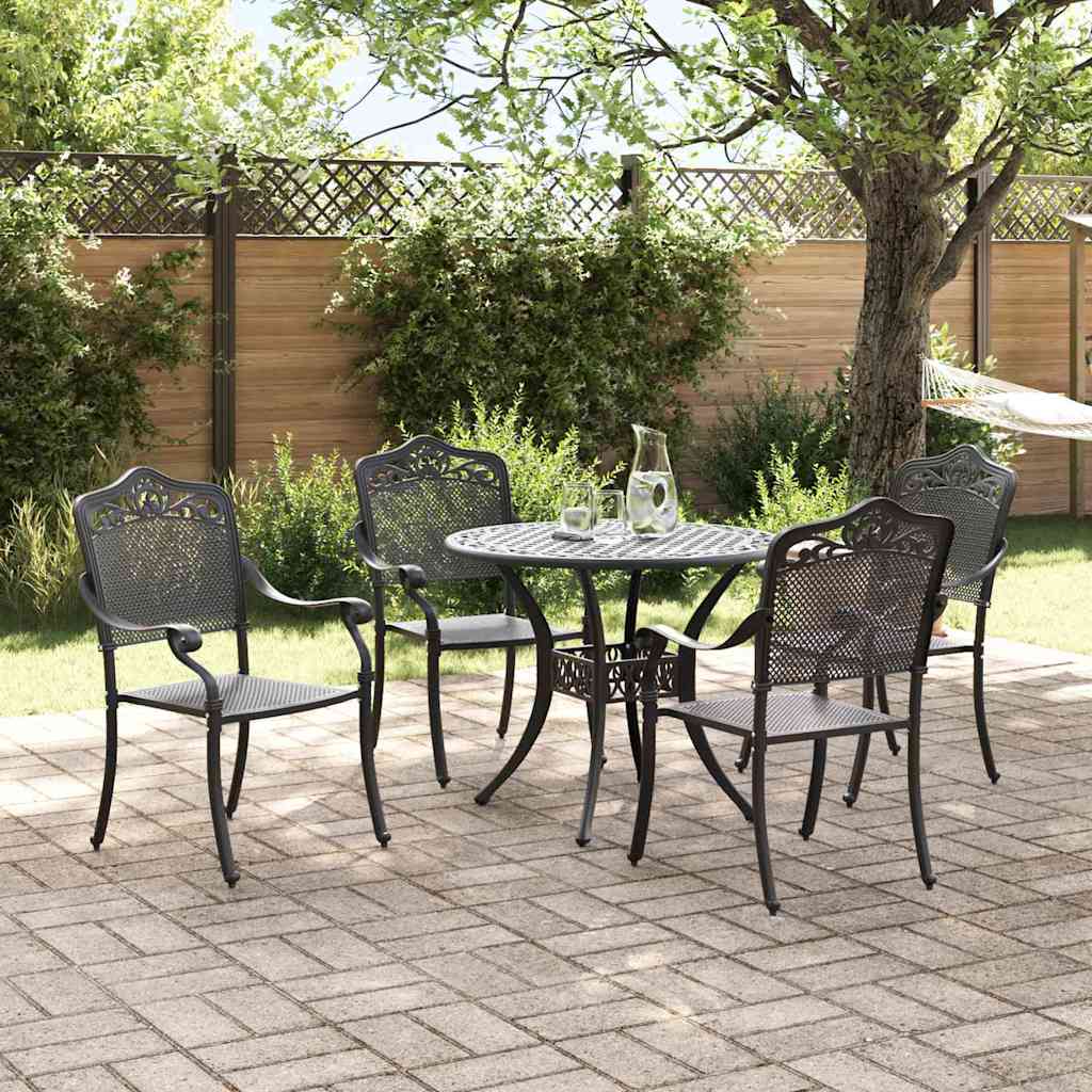 Set da Pranzo per Giardino 5 pcs Nero Alluminio | homemem39