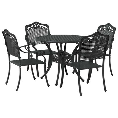 Set da Pranzo per Giardino 5 pcs Nero Alluminio | homemem39