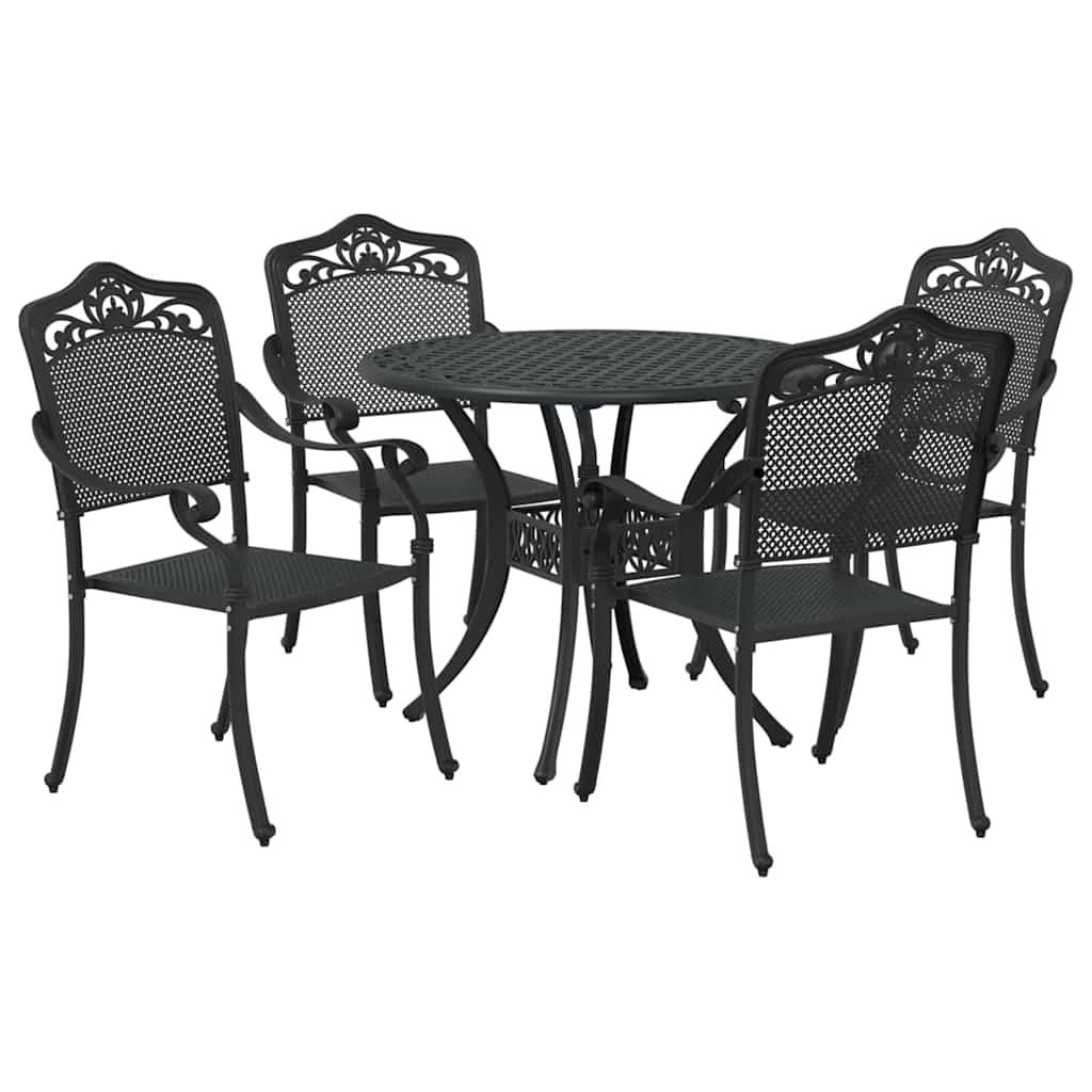 Set da Pranzo per Giardino 5 pcs Nero Alluminio | homemem39