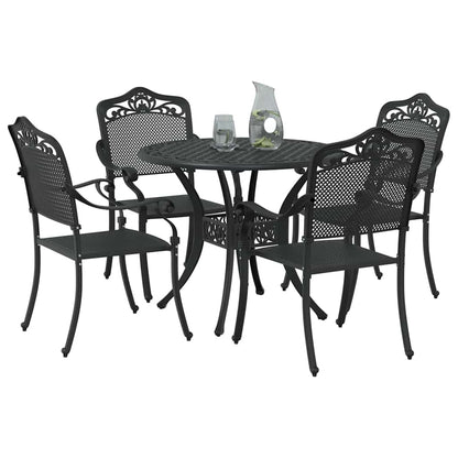 Set da Pranzo per Giardino 5 pcs Nero Alluminio | homemem39
